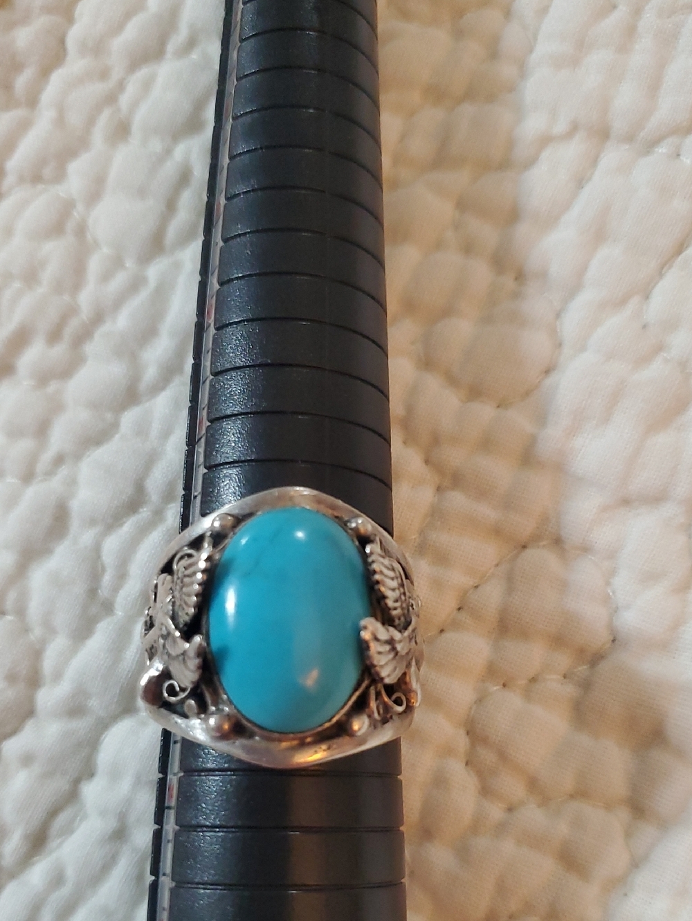 Sterling Eagle And Stone Ring